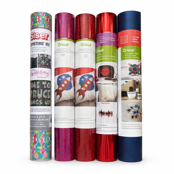 Cricut Other - New Cricut and Siser Assorted HTV Vinyl Rolls - Red, Blue, Silver 1 Faux Leather
